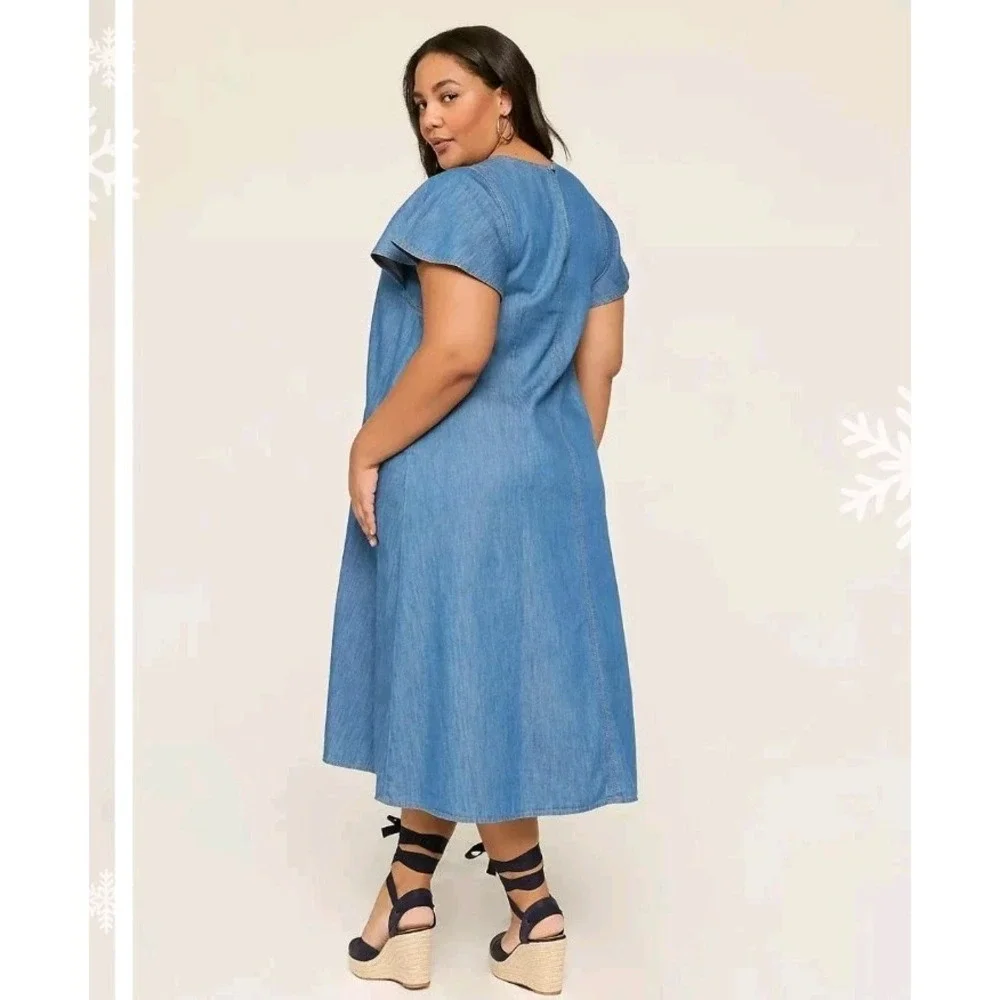 Lane Bryant NWT Chambray Midi Dress | Casual Chic | Flowy & Comfortable Size 22 - Picture 2 of 7